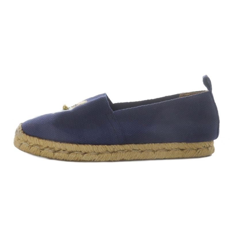 Hermes Slip on Flats Espadrilles Canvas 35 Navy Yo27 - Gy57
