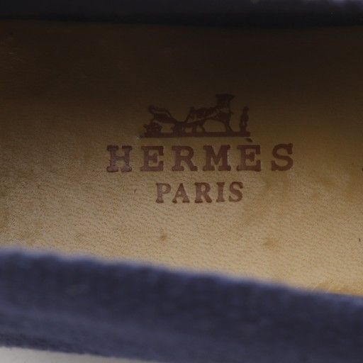 Hermes Slip on Flats Espadrilles Canvas 35 Navy Yo27 - Gy57