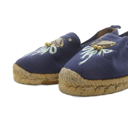 Hermes Slip on Flats Espadrilles Canvas 35 Navy Yo27 - Gy57