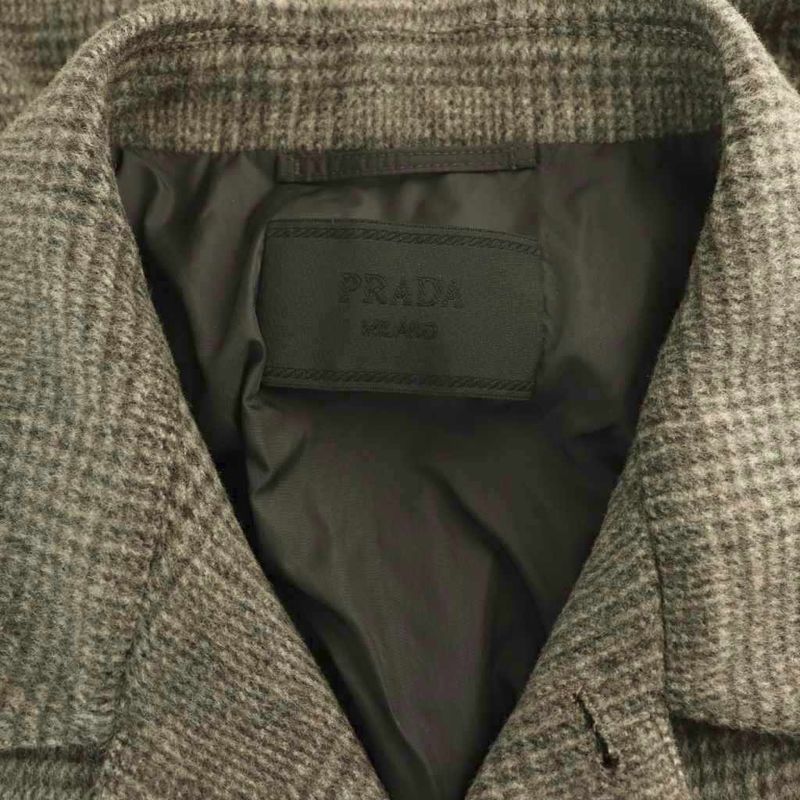Prada Coat Stencil Collar Outerwear Long Wool Alpaca Blend 50 Grey Nr - Gy20