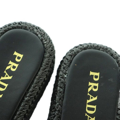 Prada Sandals Crochet Platform Logo 25.0cm (9.84in) Black Mi - Gy20