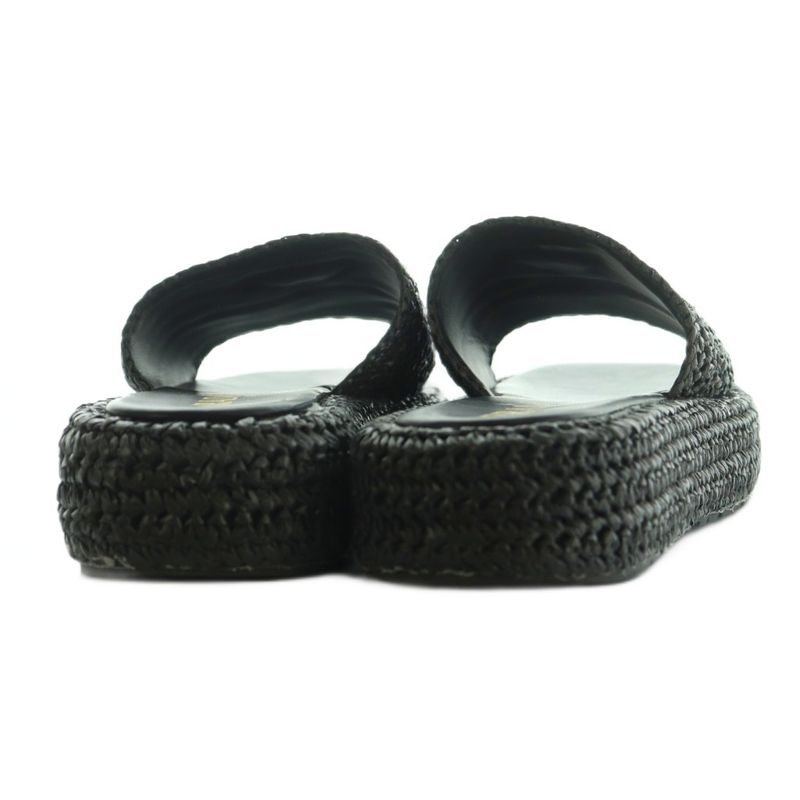 Prada Sandals Crochet Platform Logo 25.0cm (9.84in) Black Mi - Gy20