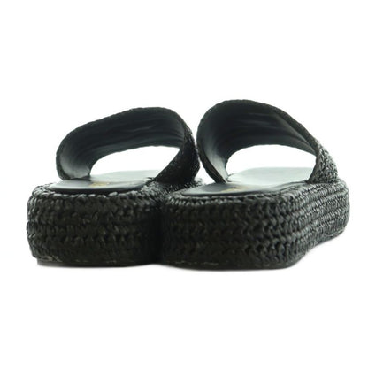 Prada Sandals Crochet Platform Logo 25.0cm (9.84in) Black Mi - Gy20