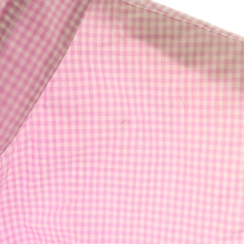 Prada Sleeveless Check Shirt Blouse Ruffle Cropped 40 Pink White Es - Gy20