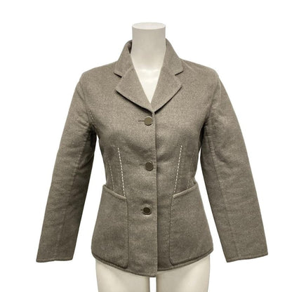 Hermes Jacket Size 34 S Women - 2h0202db Grey Beige Long Sleeves Stitching Fall