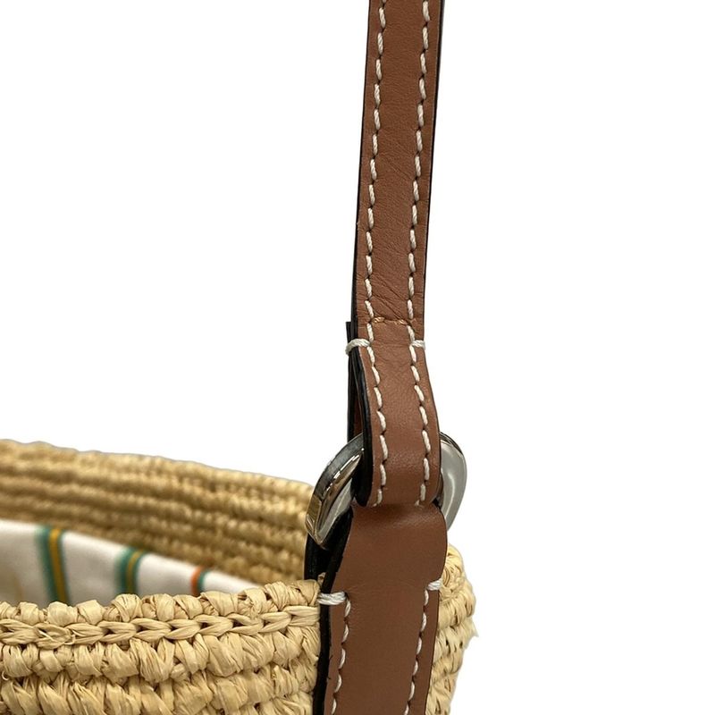 Loewe Shoulder Bag Anagram Pochette Basket Bag Natural (Beige) X Tan (Brown) X