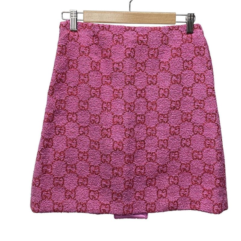 Gucci Skirt Size 36 S Women - 788955 Zaqh4 Pink and Red Knee Length Boucles