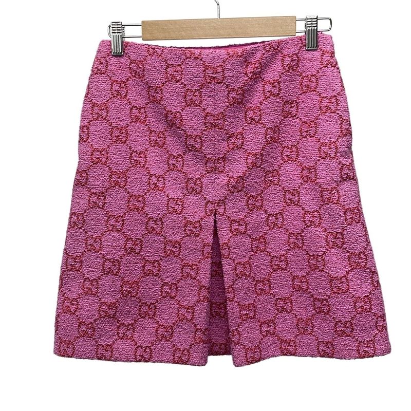 Gucci Skirt Size 36 S Women - 788955 Zaqh4 Pink and Red Knee Length Boucles