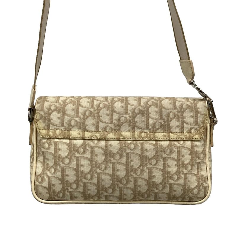Dior Christian Dior Shoulder Bag Flower Ivory X Brown X Multi Leather
