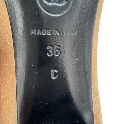 Chanel Long Boots 36 C Women's Beige and Black Outsole Reupholstered Coco Mark