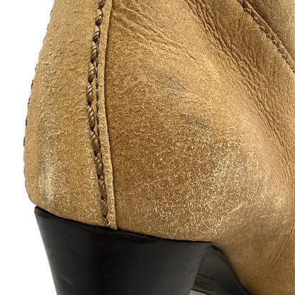 Chanel Long Boots 36 C Women's Beige and Black Outsole Reupholstered Coco Mark