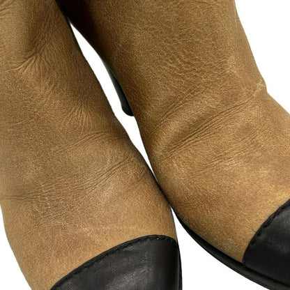 Chanel Long Boots 36 C Women's Beige and Black Outsole Reupholstered Coco Mark