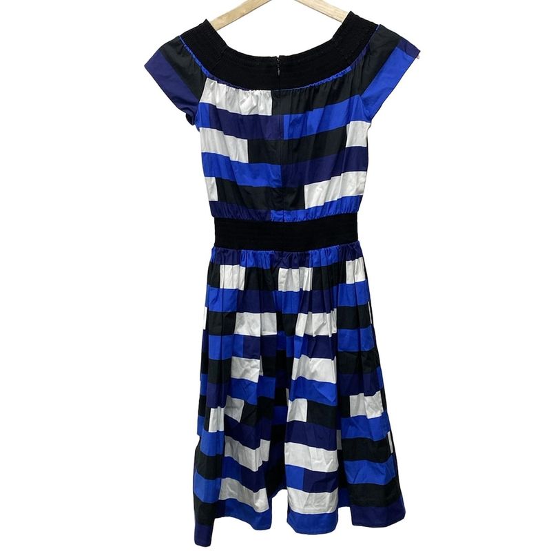 Prada Dress Size 38 S Women - Black X Navy X Multi Crew Neck Short Sleeves Knee