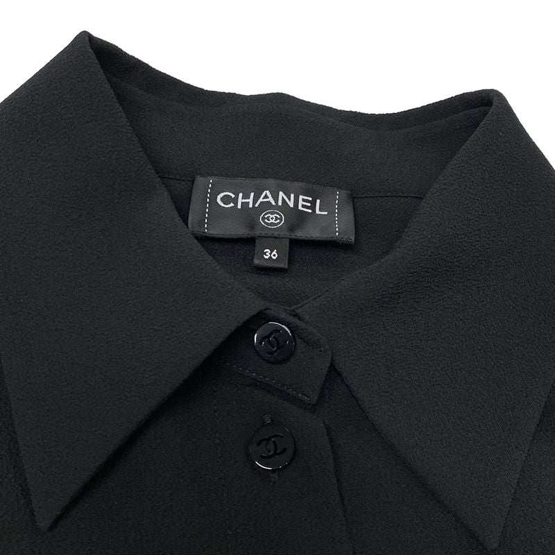 Chanel Long Sleeve Shirt Blouse Size 36 S Women - P80340 Black 2025aw Silk