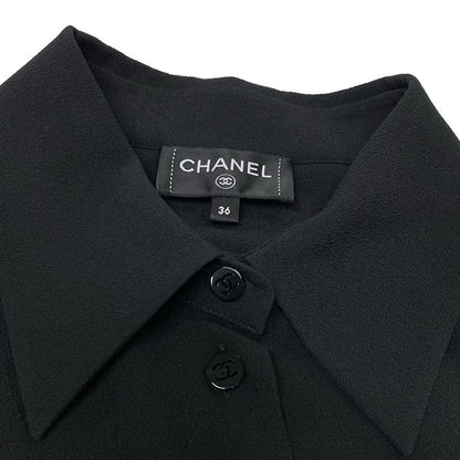 Chanel Long Sleeve Shirt Blouse Size 36 S Women - P80340 Black 2025aw Silk