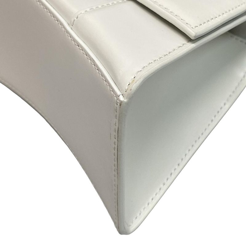 Balenciaga Handbag Hourglass Top Handle Small 593546 White Leather