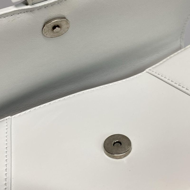 Balenciaga Handbag Hourglass Top Handle Small 593546 White Leather