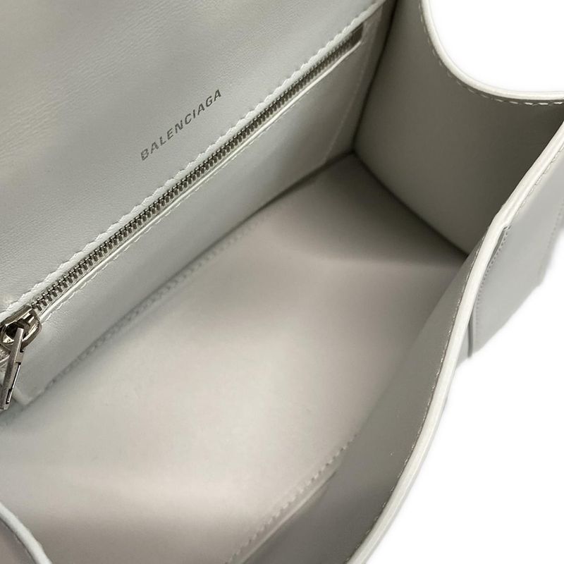 Balenciaga Handbag Hourglass Top Handle Small 593546 White Leather