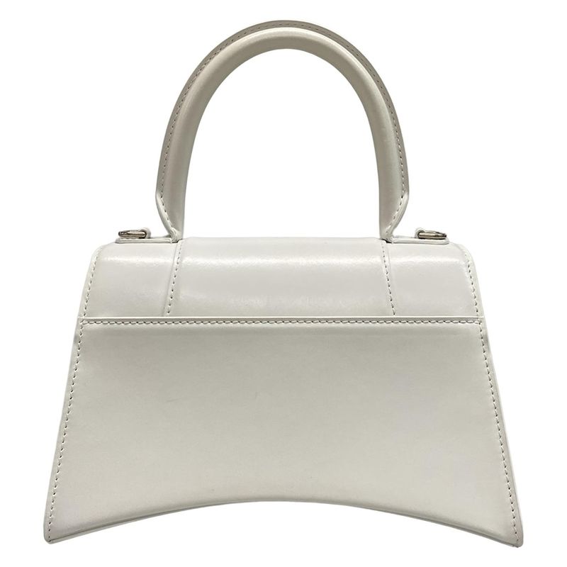 Balenciaga Handbag Hourglass Top Handle Small 593546 White Leather