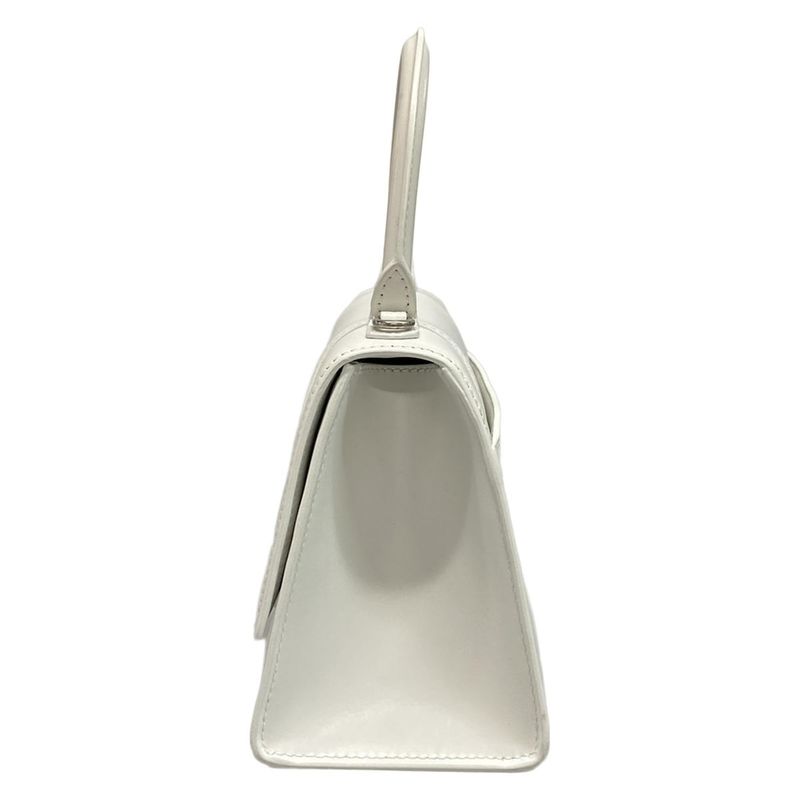 Balenciaga Handbag Hourglass Top Handle Small 593546 White Leather