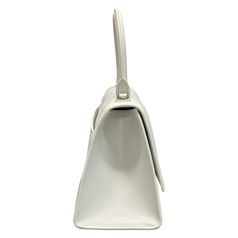 Balenciaga Handbag Hourglass Top Handle Small 593546 White Leather
