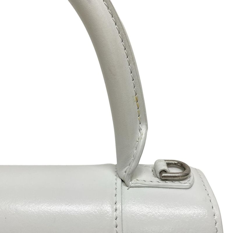 Balenciaga Handbag Hourglass Top Handle Small 593546 White Leather