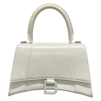 Balenciaga Handbag Hourglass Top Handle Small 593546 White Leather