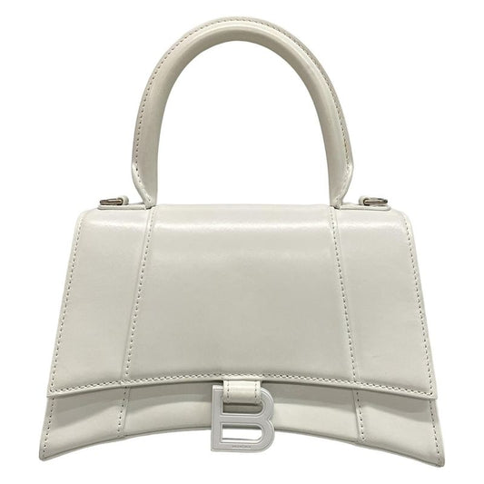 Balenciaga Handbag Hourglass Top Handle Small 593546 White Leather