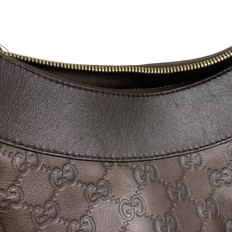 Gucci Handbag Abby Gucci Guccissima Line 189833 Dark Brown Leather