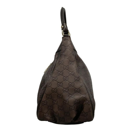 Gucci Handbag Abby Gucci Guccissima Line 189833 Dark Brown Leather