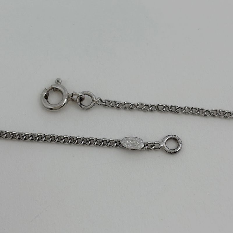 Chanel Coco Mark Rhinestone Necklace Silver Plated Silver Ladies