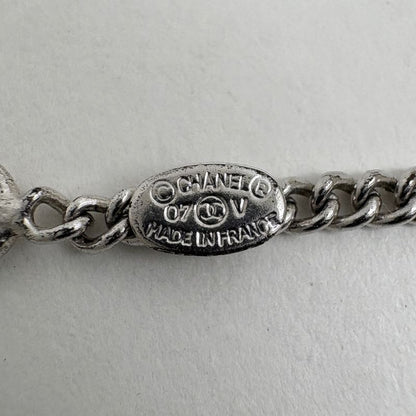Chanel Coco Mark Rhinestone Necklace Silver Plated Silver Ladies