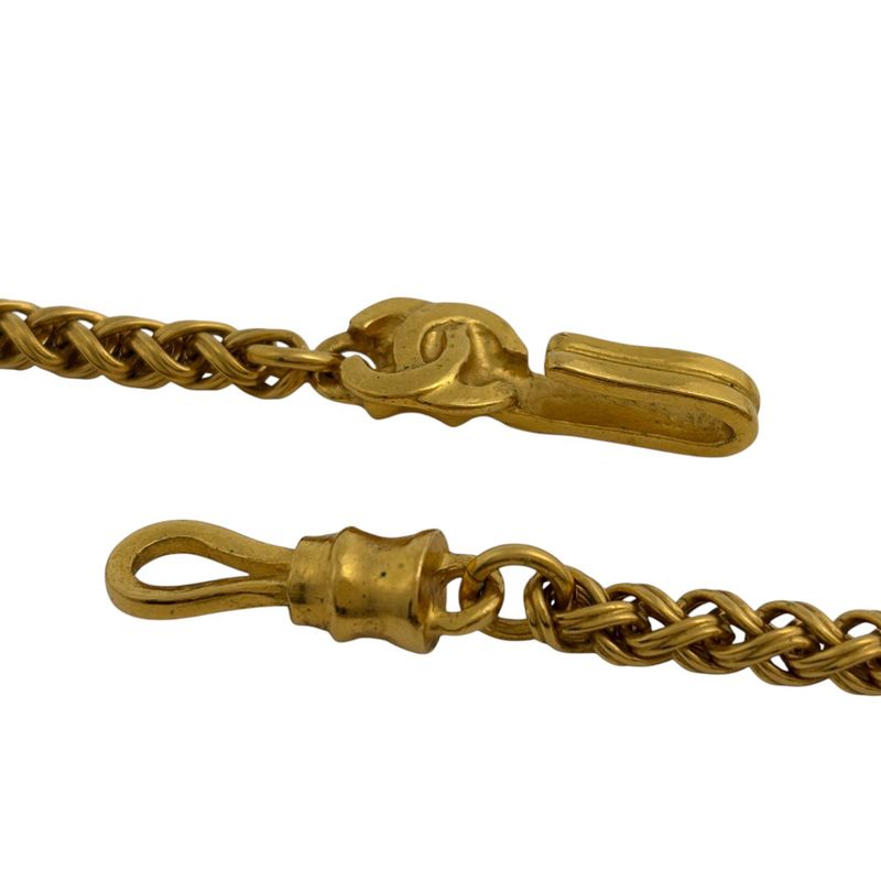 Chanel Coco Mark Chain Necklace Long GP Gold White Ladies