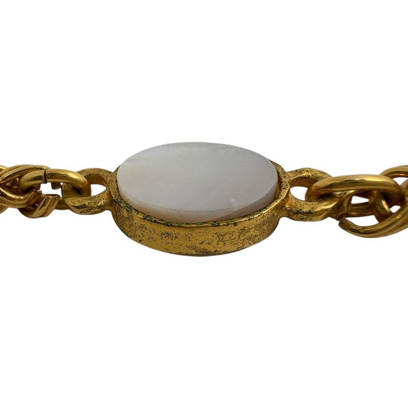 Chanel Coco Mark Chain Necklace Long GP Gold White Ladies