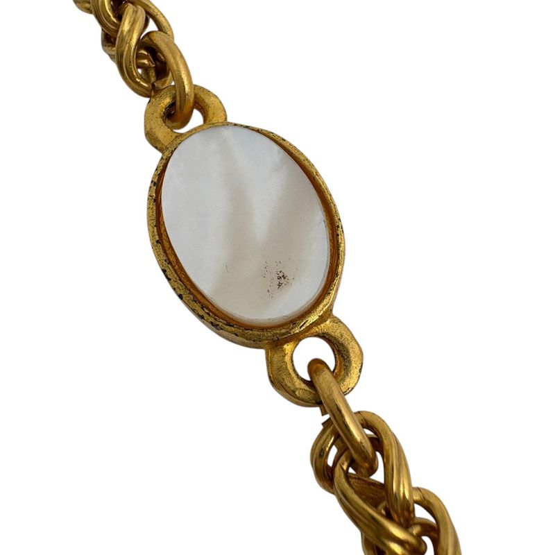 Chanel Coco Mark Chain Necklace Long GP Gold White Ladies