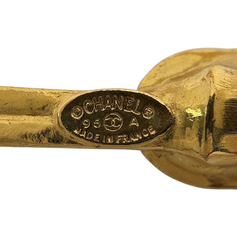 Chanel Coco Mark Chain Necklace Long GP Gold White Ladies