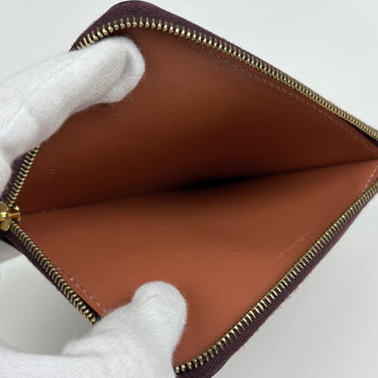 Celine Logo Coin Case Card Holder Coin Case Leather Bordeaux Women
