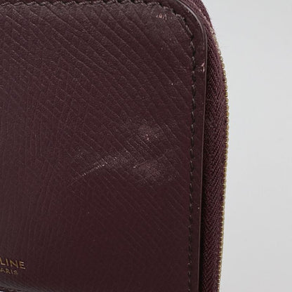 Celine Logo Coin Case Card Holder Coin Case Leather Bordeaux Women