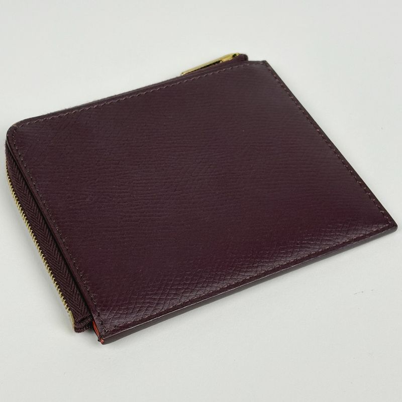 Celine Logo Coin Case Card Holder Coin Case Leather Bordeaux Women