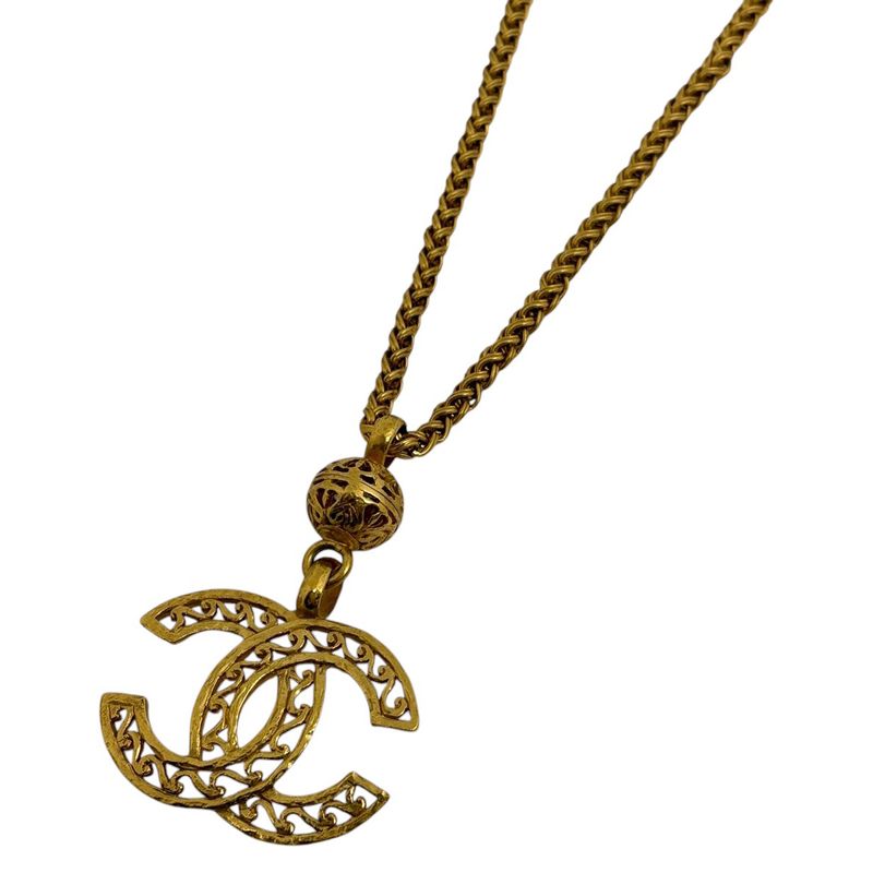Chanel Coco Mark Chain Necklace GP Gold Ladies