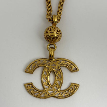 Chanel Coco Mark Chain Necklace GP Gold Ladies