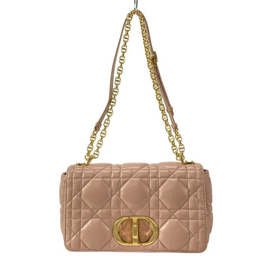 Dior Christian Dior Shoulder Bag Dior Caro Medium Bag Pink and Gold Leather