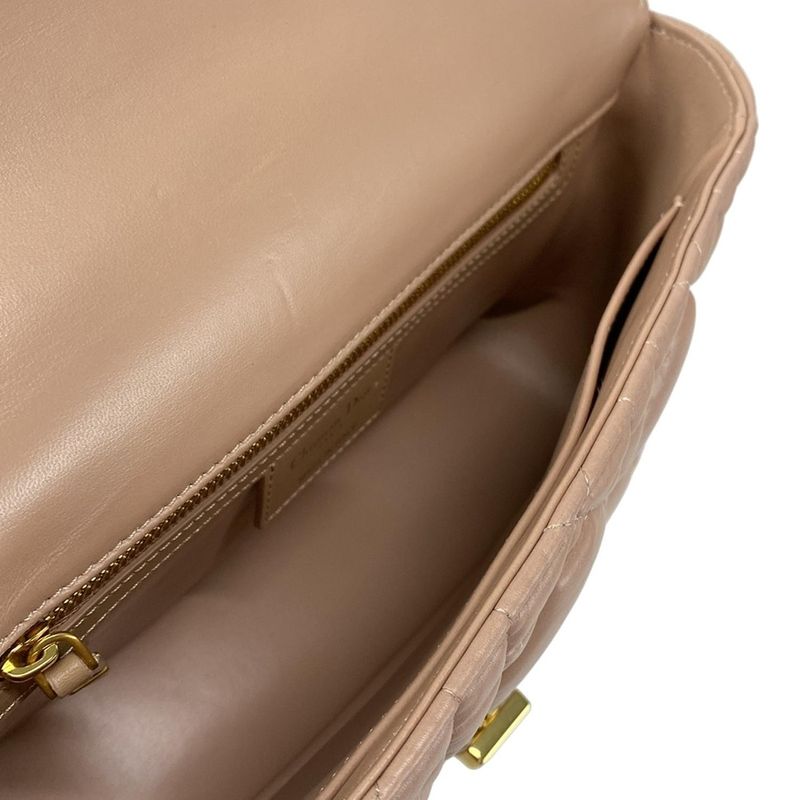 Dior Christian Dior Shoulder Bag Dior Caro Medium Bag Pink and Gold Leather