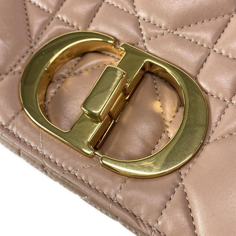 Dior Christian Dior Shoulder Bag Dior Caro Medium Bag Pink and Gold Leather