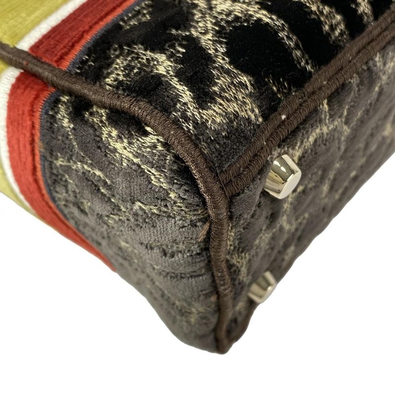 Dior Christian Dior Handbag Lady Delight Medium Bag Dark Brown X Beige X Multi