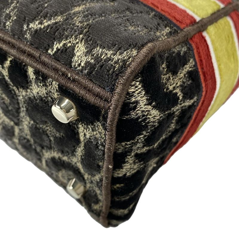 Dior Christian Dior Handbag Lady Delight Medium Bag Dark Brown X Beige X Multi