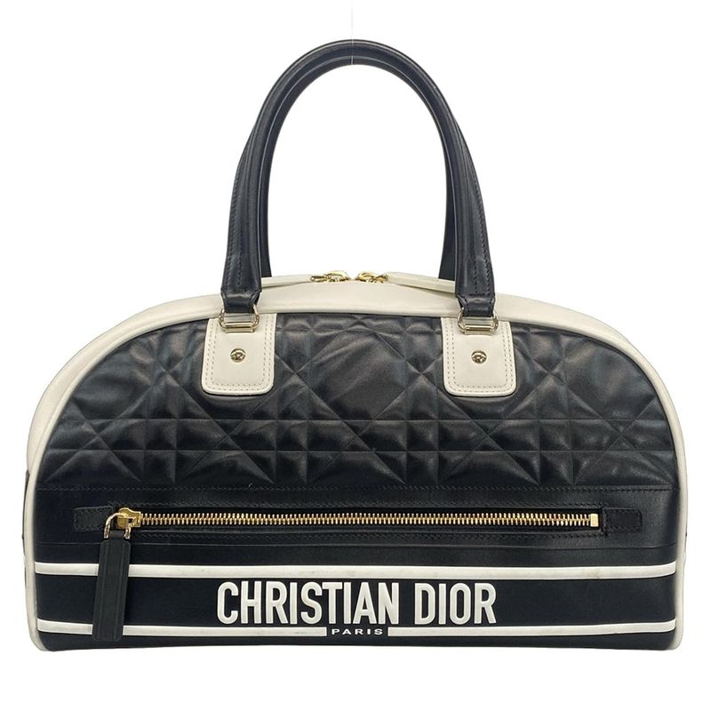Dior Christian Dior Handbag Vibe Medium Beauring Bag Canage Stitching Black and