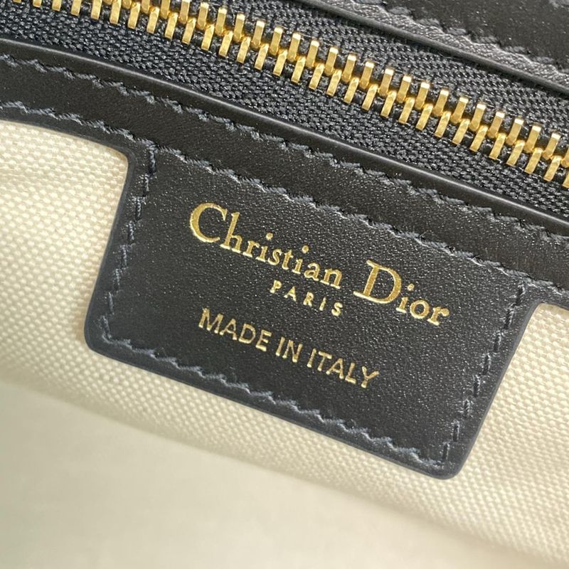 Dior Christian Dior Handbag Vibe Medium Beauring Bag Canage Stitching Black and