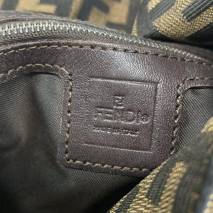 Fendi Shoulder Bag Mamma Bucket/zucca Pattern Dark Brown X Beige Leather