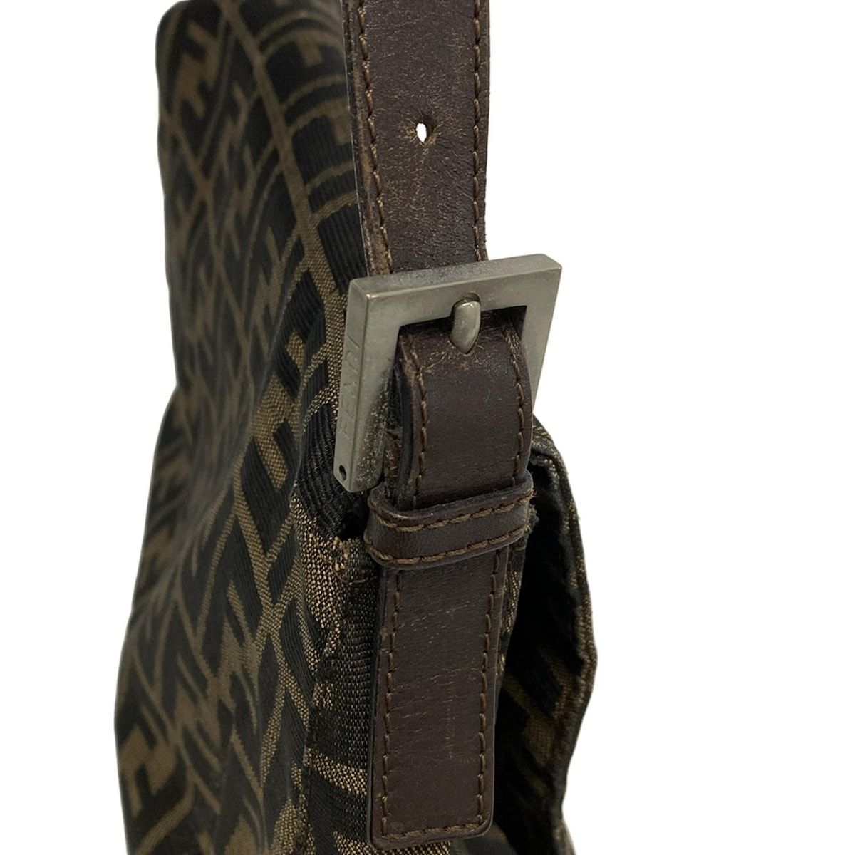 Fendi Shoulder Bag Mamma Bucket/zucca Pattern Dark Brown X Beige Leather